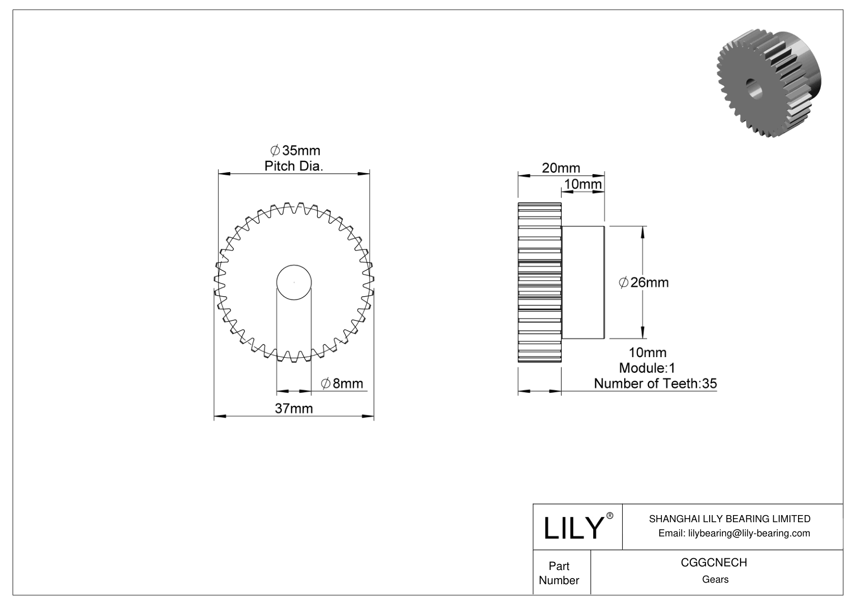 CGGCNECH Engranajes métricos de plástico - Ángulo de presión de 20 cad drawing