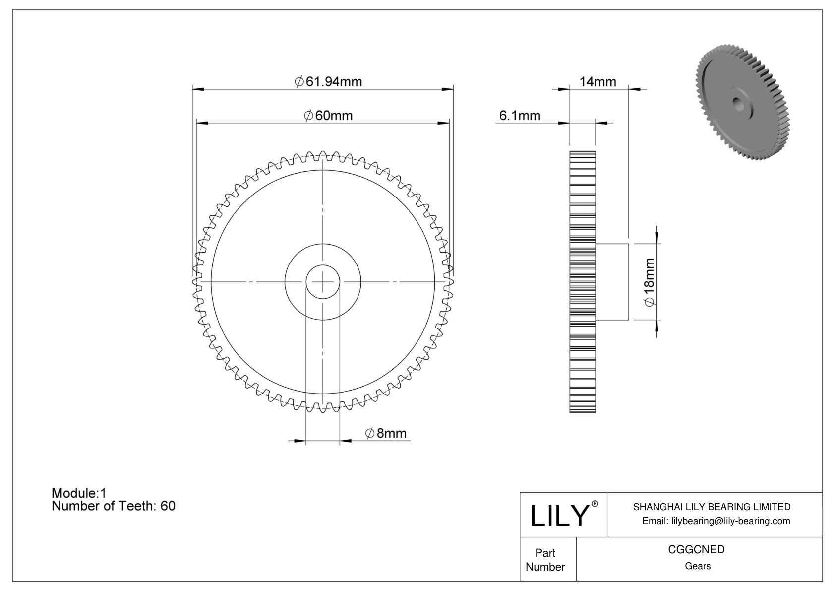 CGGCNED Engranajes métricos de plástico - Ángulo de presión de 20 cad drawing