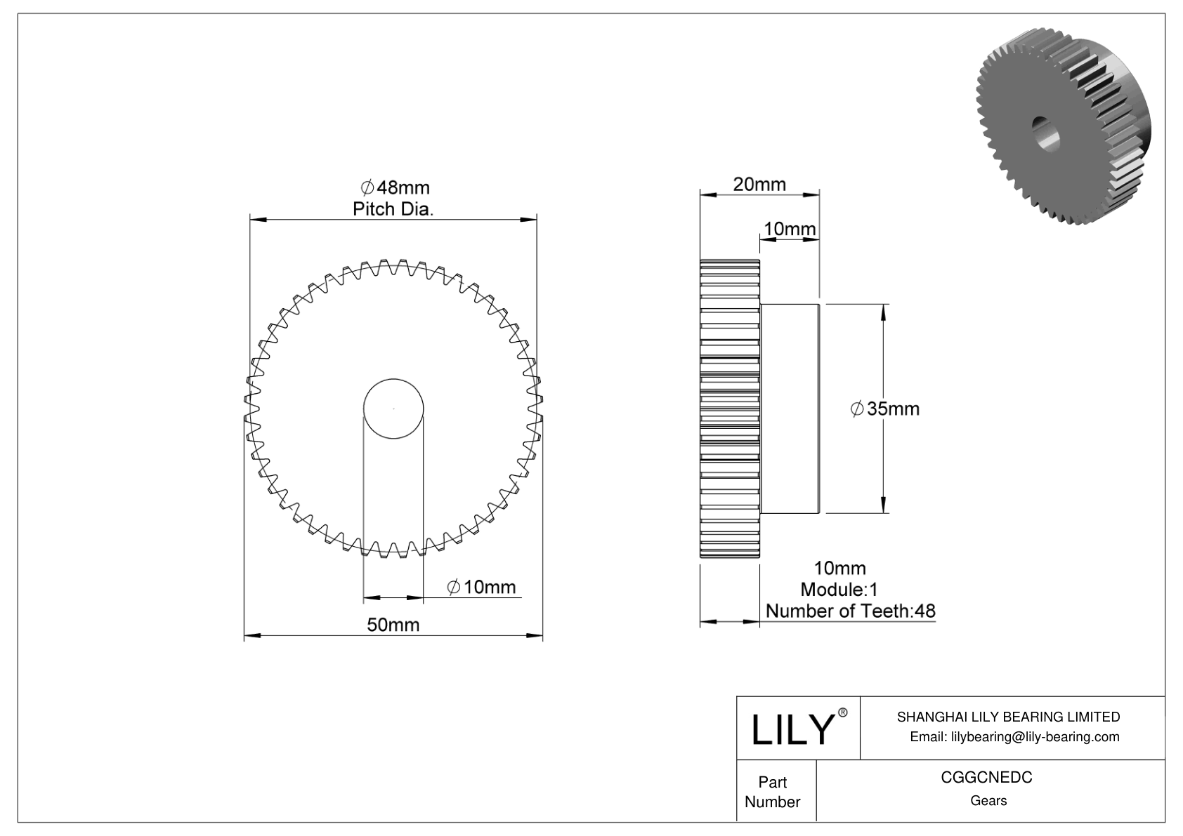 CGGCNEDC 塑料公制齿轮 - 20° 压力角 cad drawing