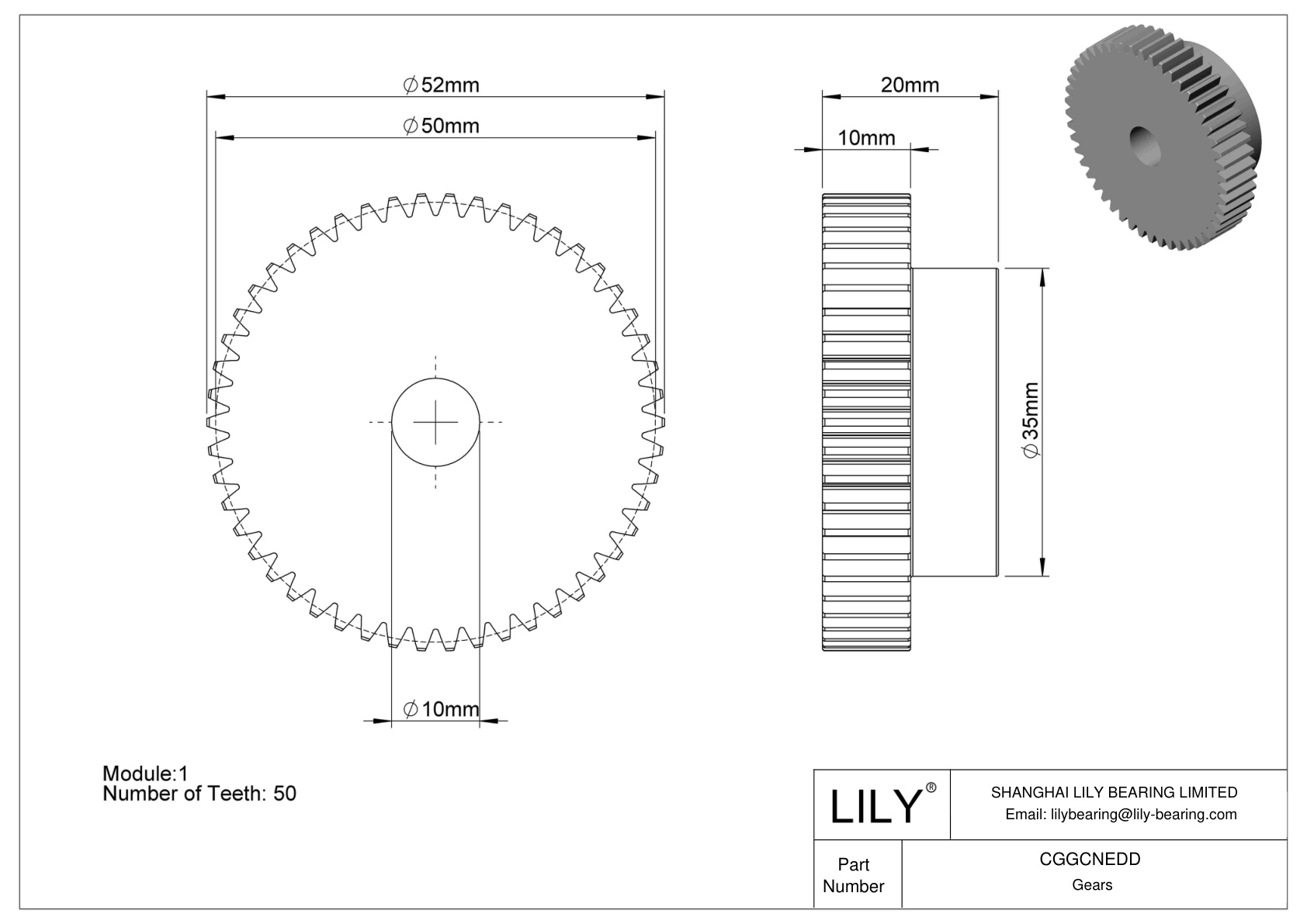 CGGCNEDD 塑料公制齿轮 - 20° 压力角 cad drawing