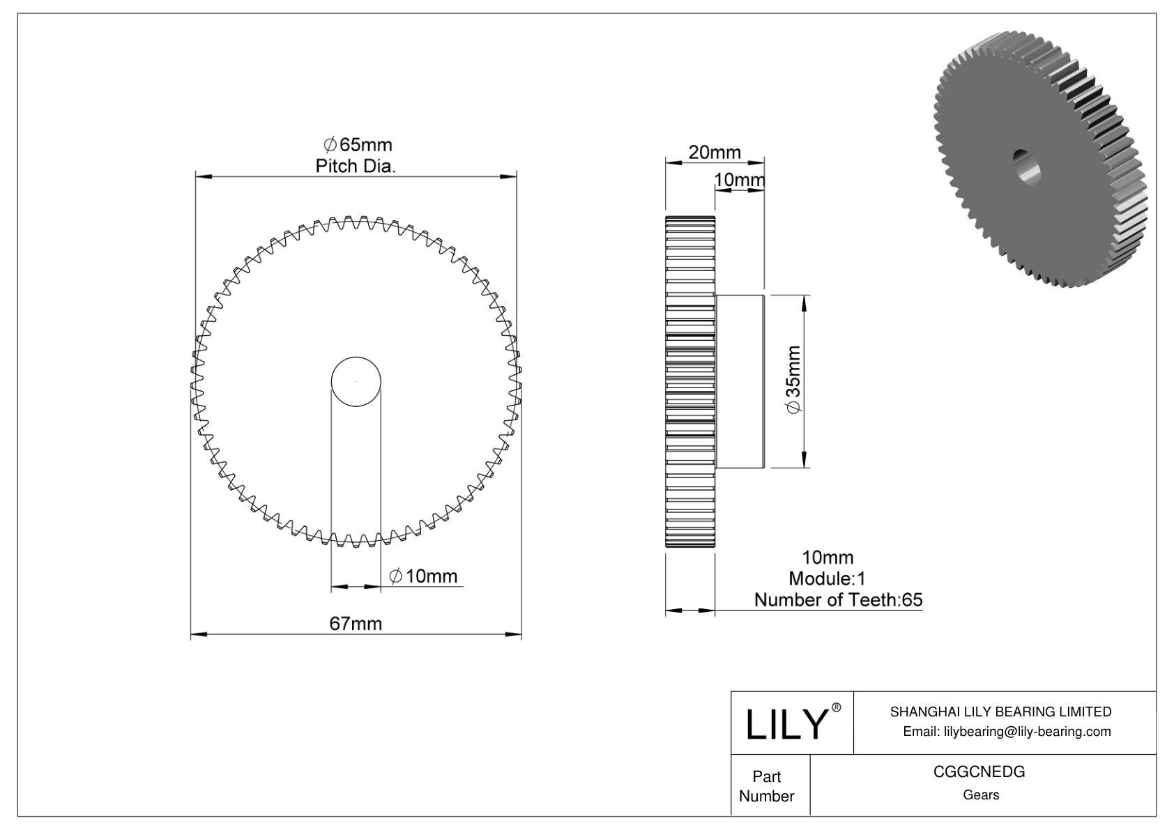 CGGCNEDG Plastic Metric Gears - 20° Pressure Angle cad drawing