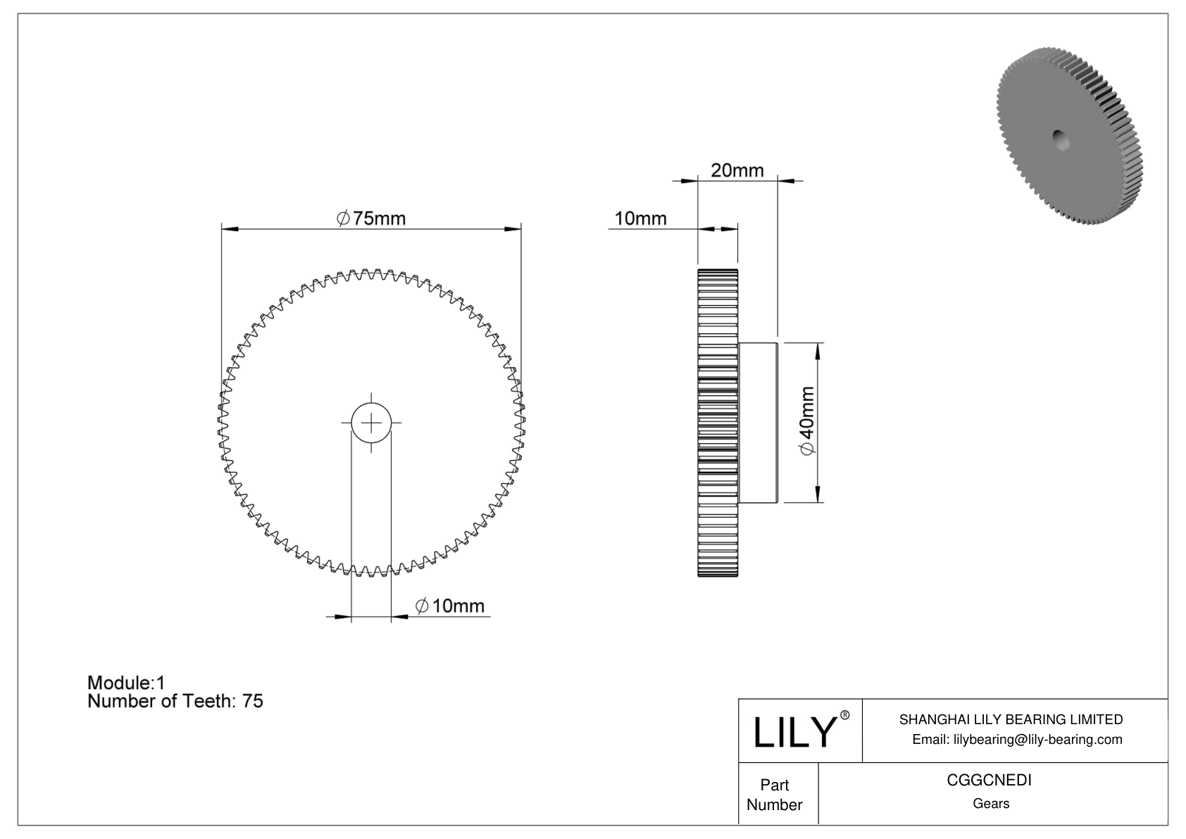 CGGCNEDI 塑料公制齿轮 - 20° 压力角 cad drawing