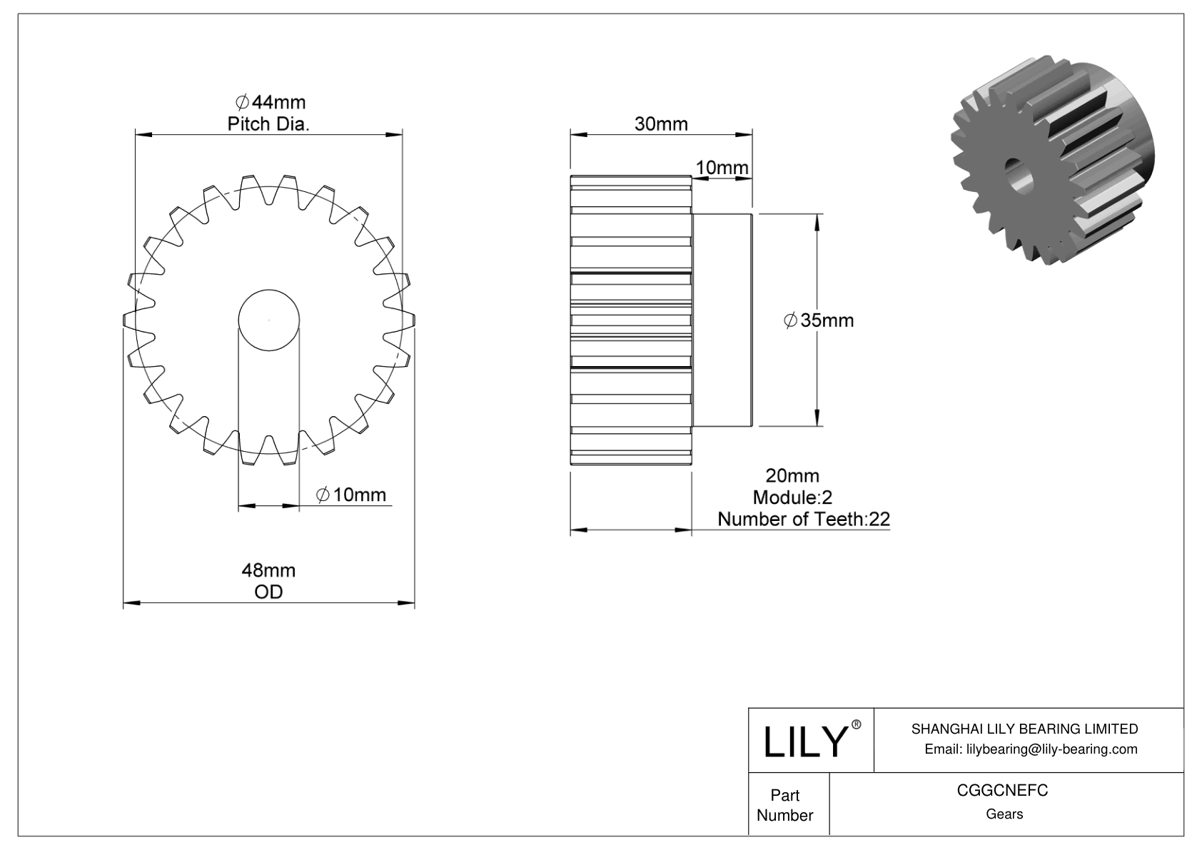 CGGCNEFC Engranajes métricos de plástico - Ángulo de presión de 20 cad drawing