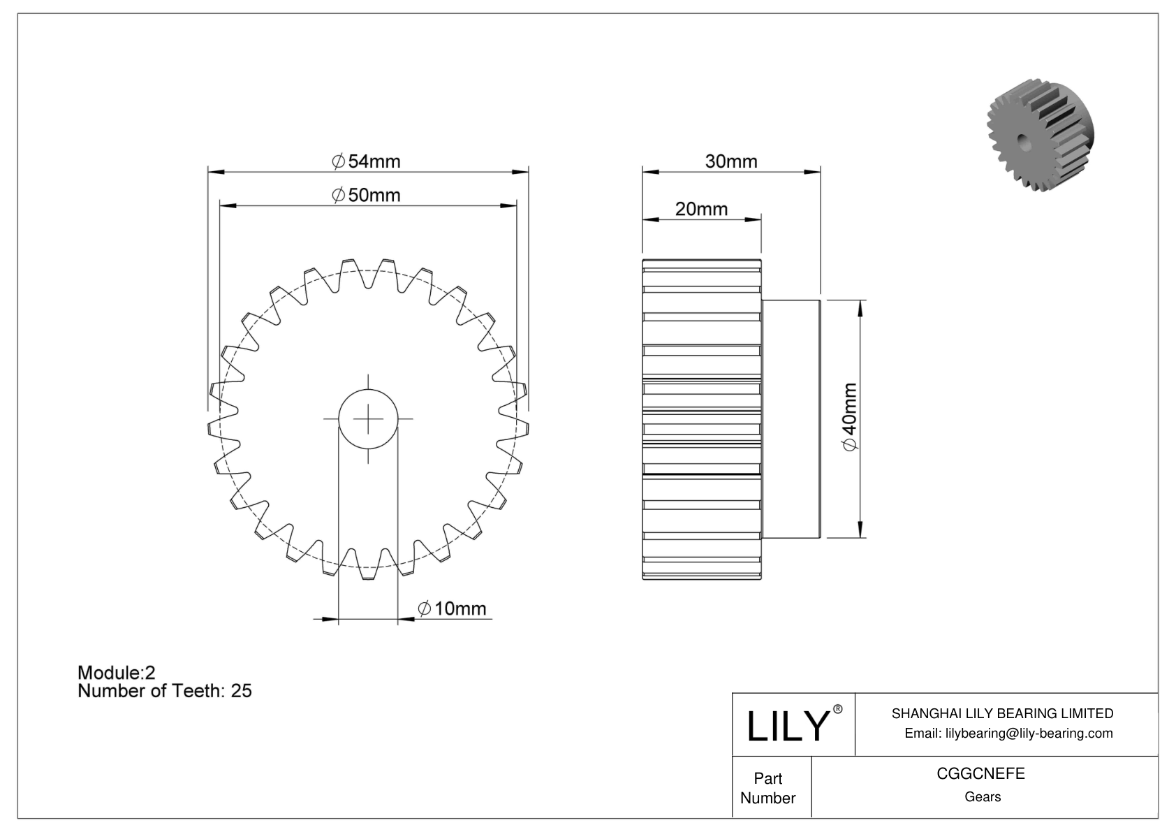 CGGCNEFE Engranajes métricos de plástico - Ángulo de presión de 20 cad drawing