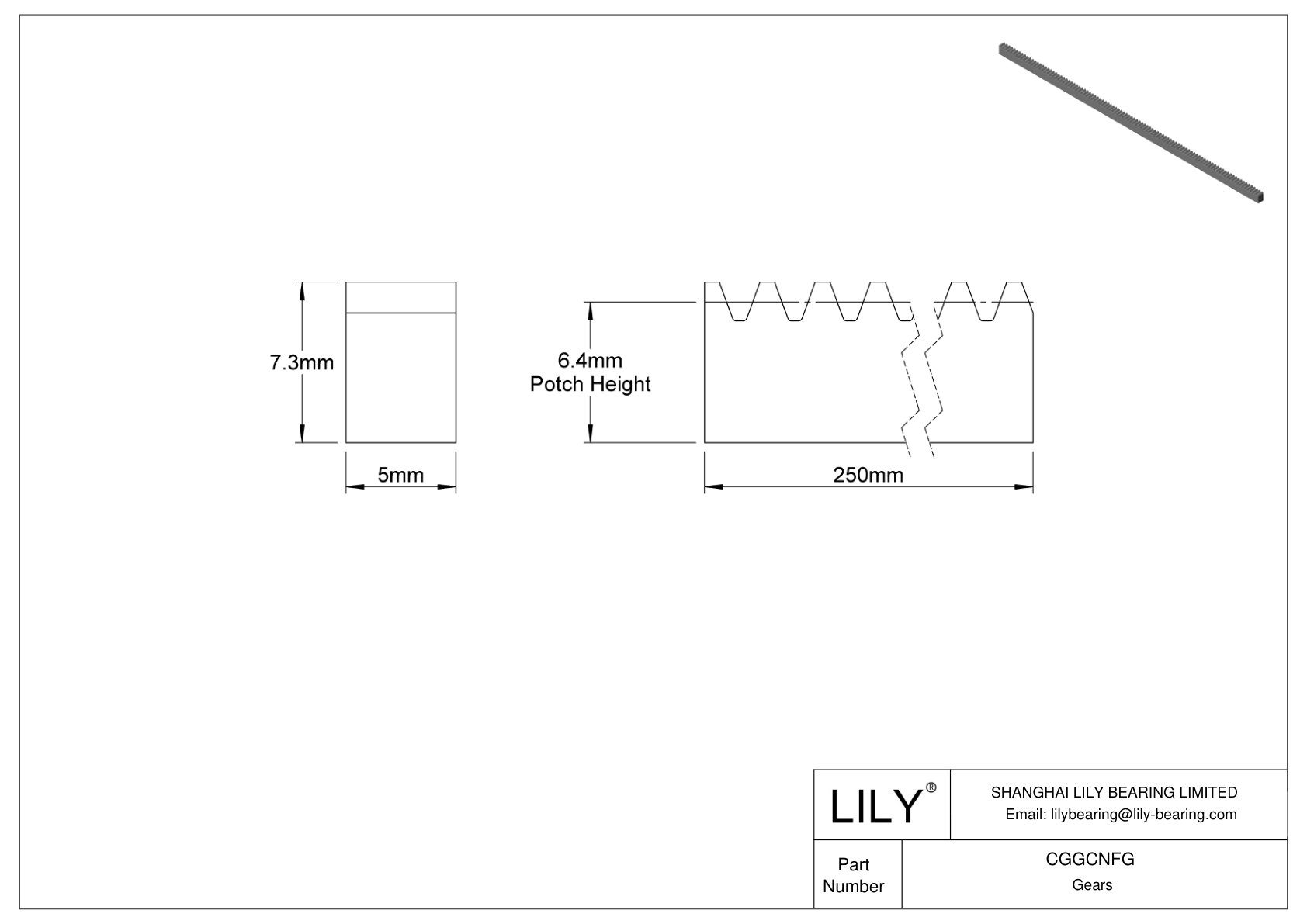 CGGCNFG Cremallera métrica de plástico - Ángulo de presión de 20 cad drawing