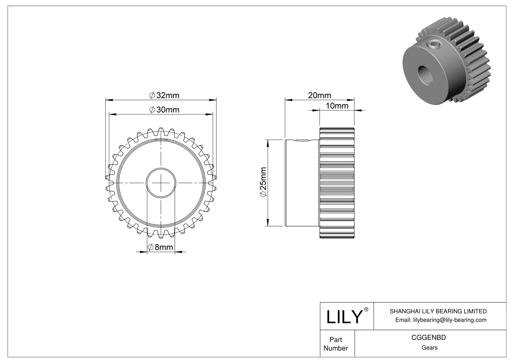 CGGENBD 金属公制齿轮 - 20° 压力角 cad drawing