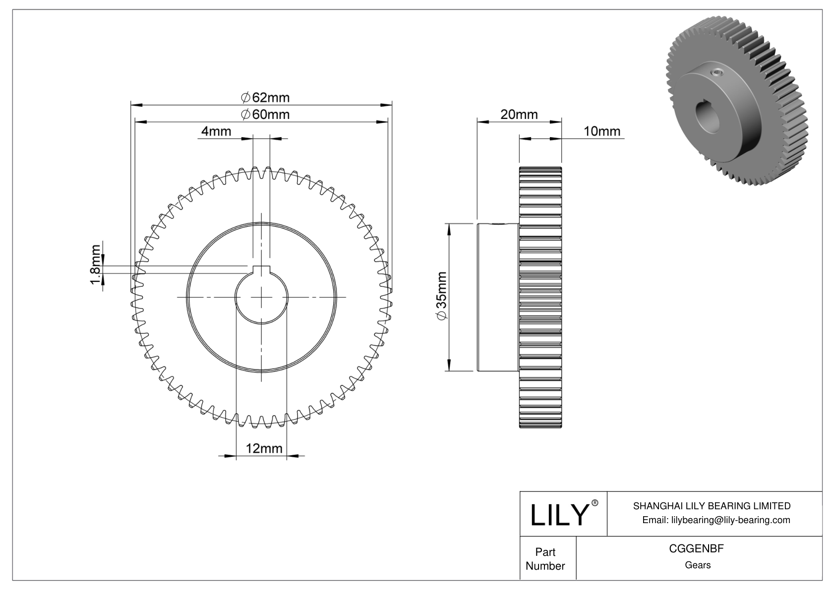 CGGENBF 金属公制齿轮 - 20° 压力角 cad drawing