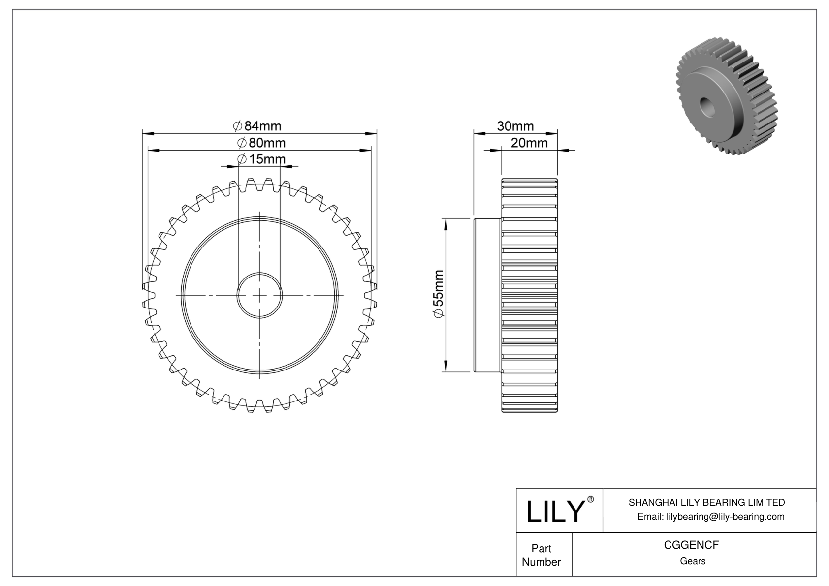 CGGENCF Engranajes métricos metálicos - Ángulo de presión de 20 cad drawing