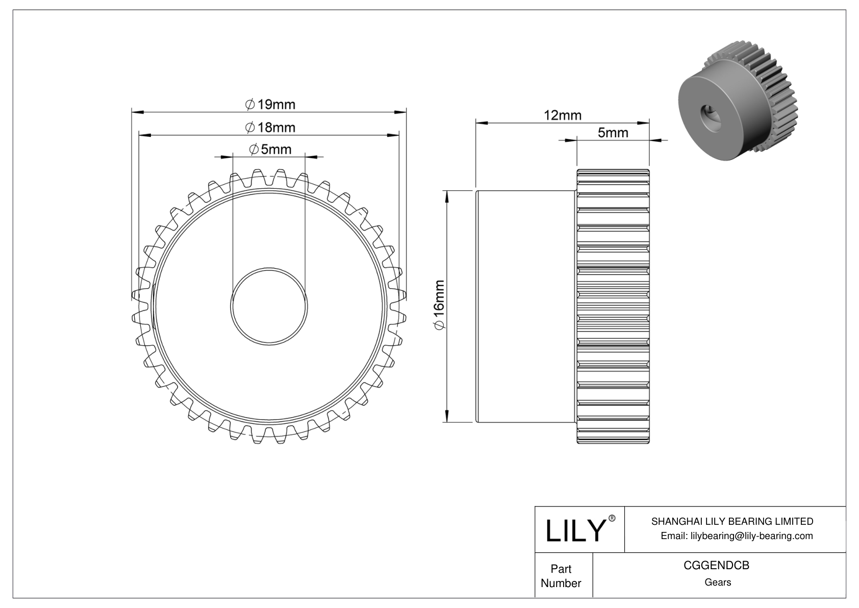 CGGENDCB Engranajes métricos metálicos - Ángulo de presión de 20 cad drawing