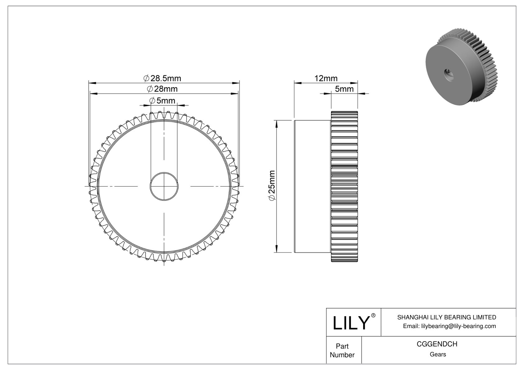 CGGENDCH Engranajes métricos metálicos - Ángulo de presión de 20 cad drawing