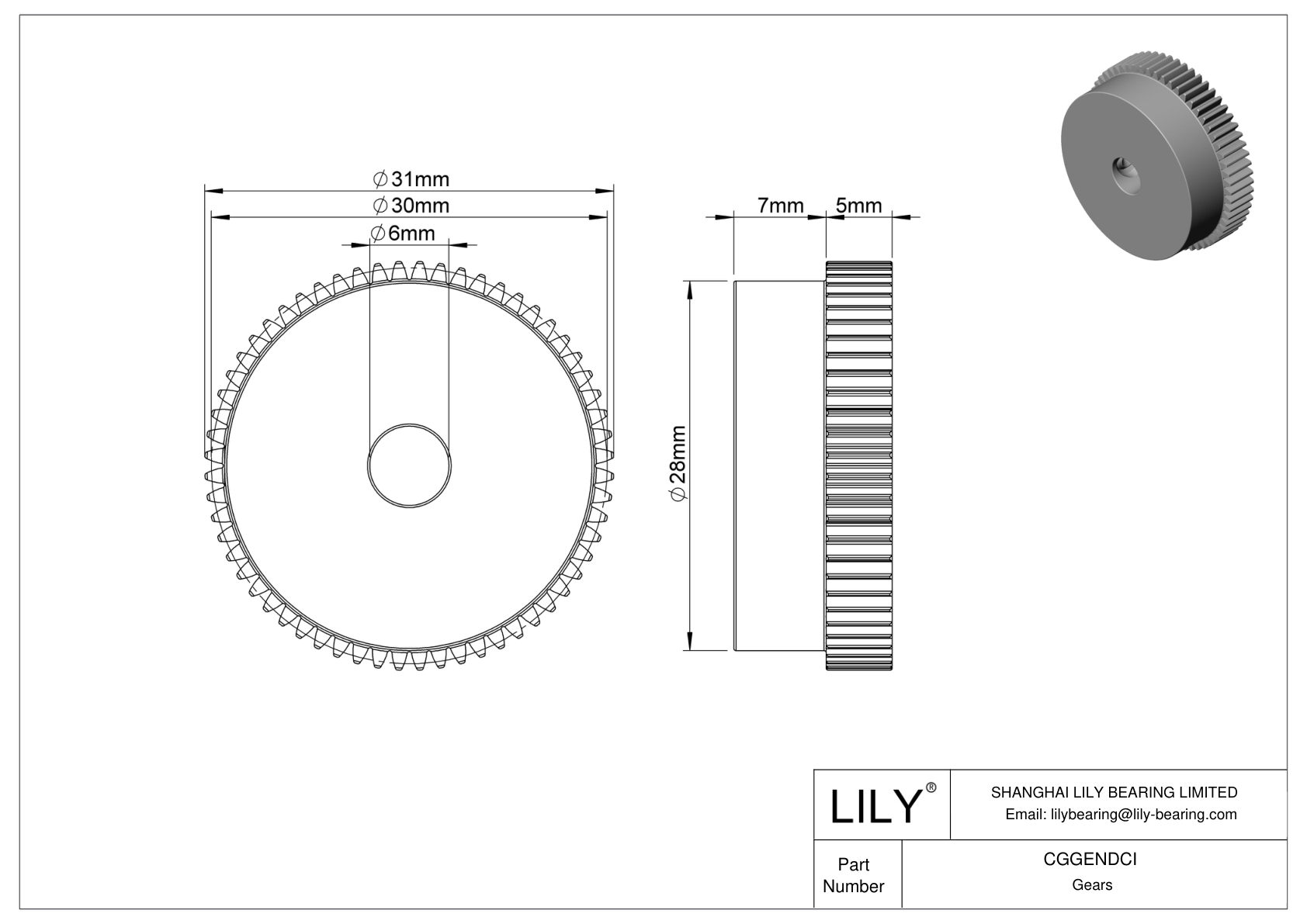 CGGENDCI Engranajes métricos metálicos - Ángulo de presión de 20 cad drawing