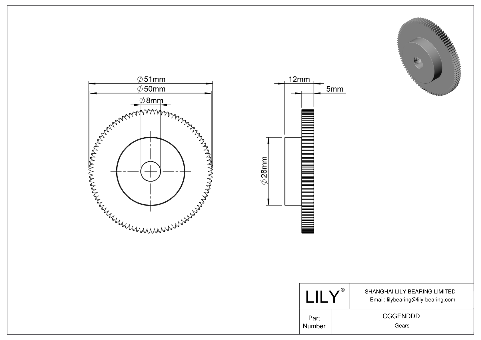 CGGENDDD Metal Metric Gears - 20° Pressure Angle cad drawing