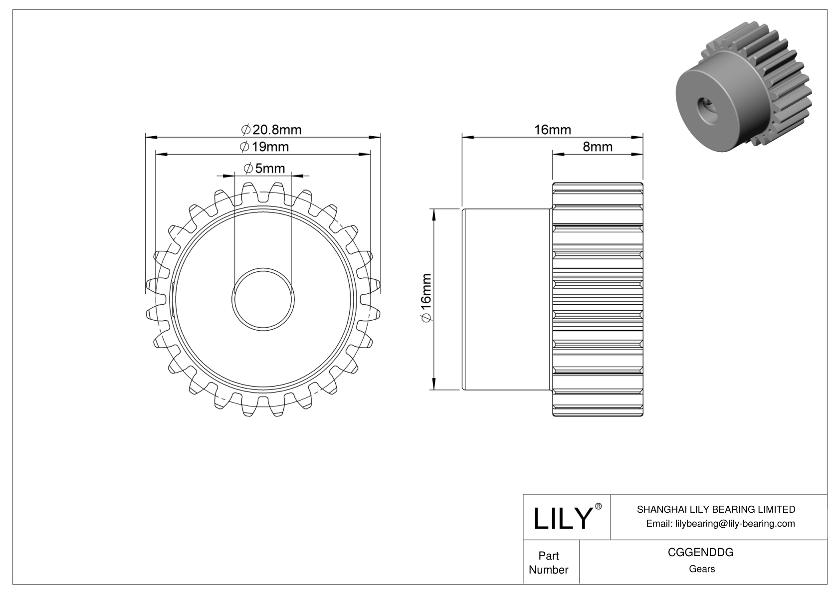 CGGENDDG 金属公制齿轮 - 20° 压力角 cad drawing