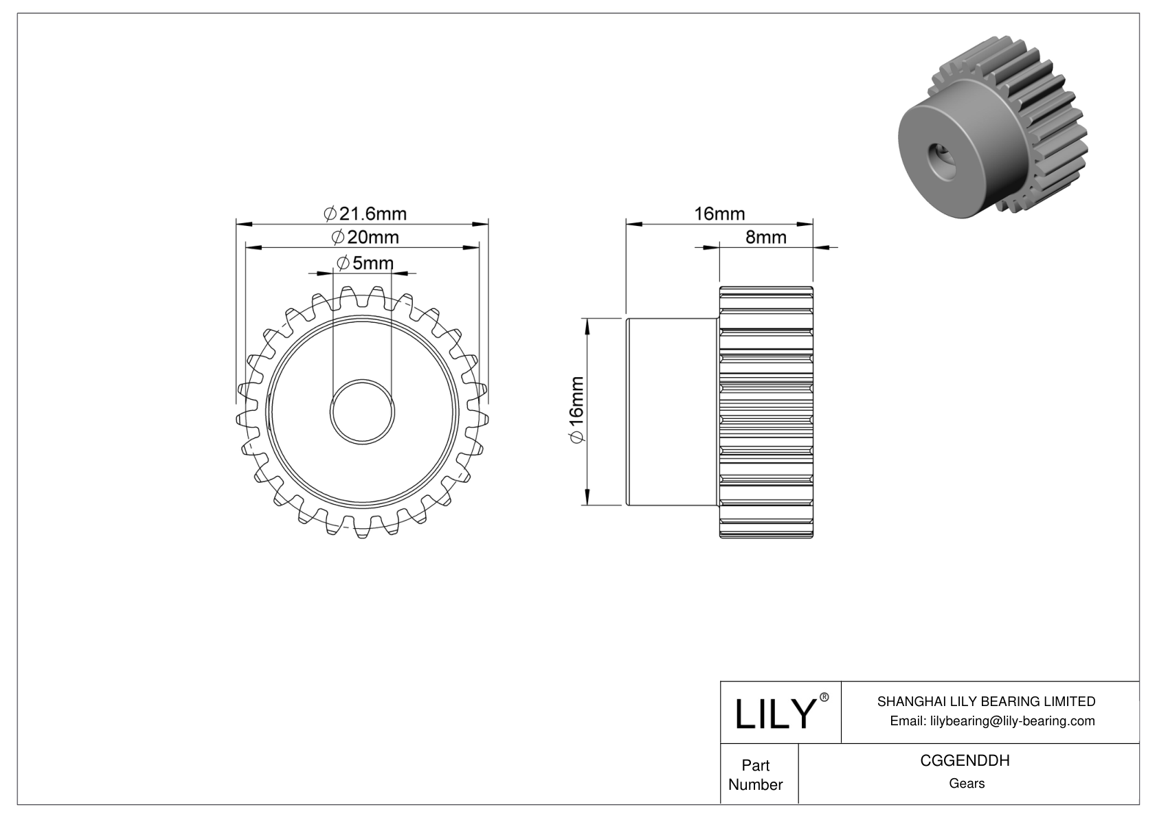 CGGENDDH Engranajes métricos metálicos - Ángulo de presión de 20 cad drawing