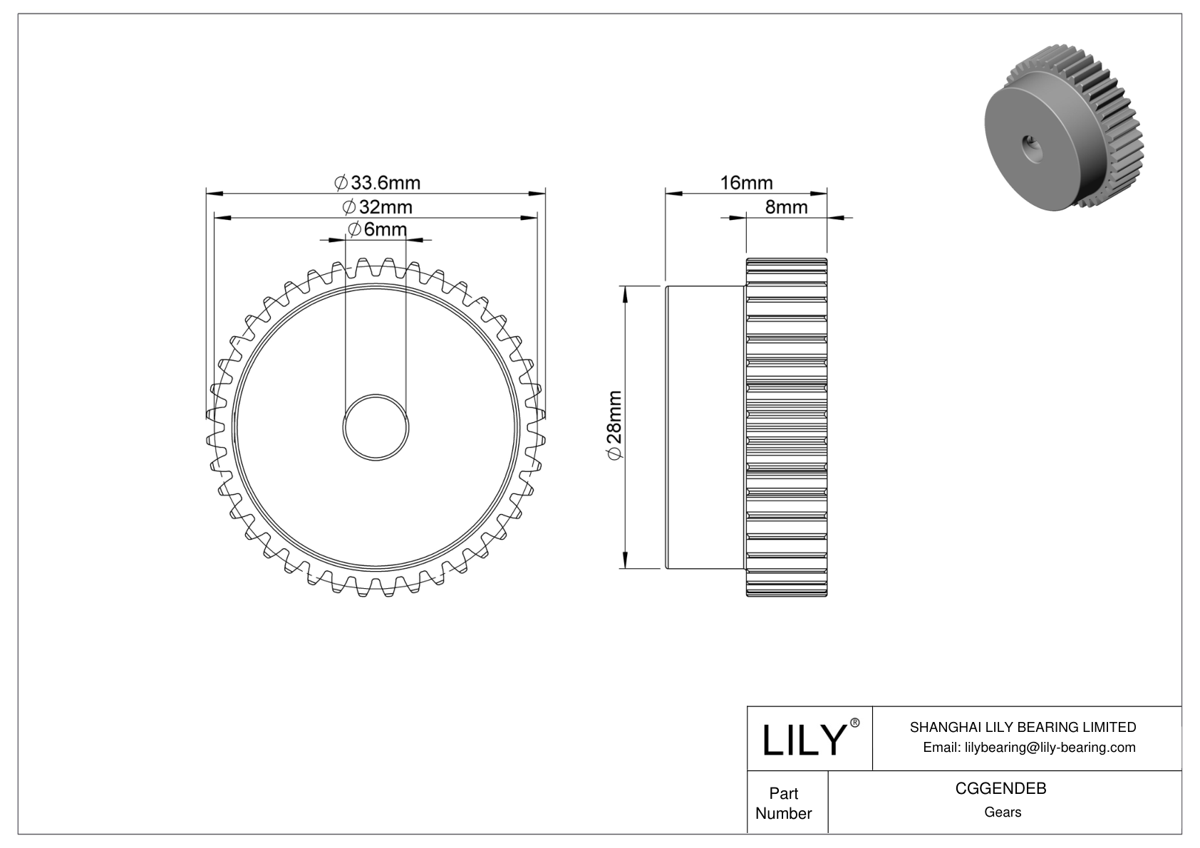 CGGENDEB Metal Metric Gears - 20° Pressure Angle cad drawing