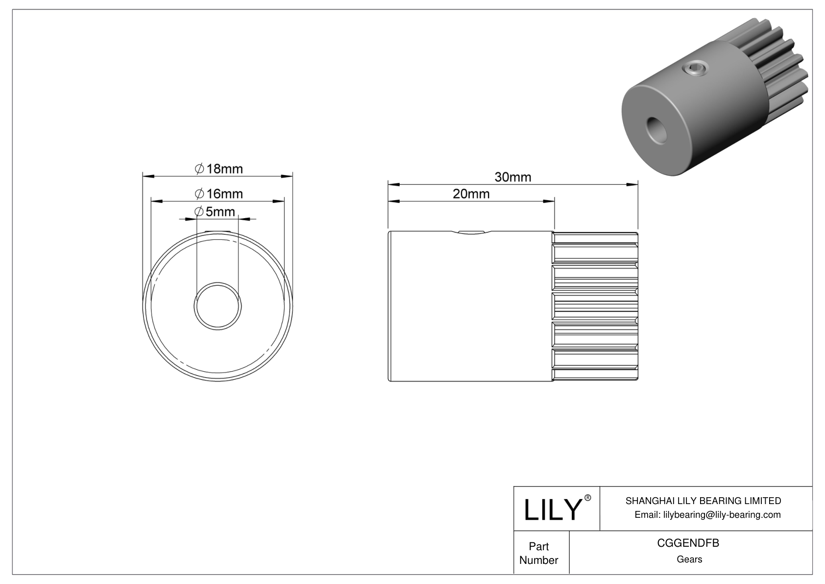 CGGENDFB Metal Metric Gears - 20° Pressure Angle cad drawing