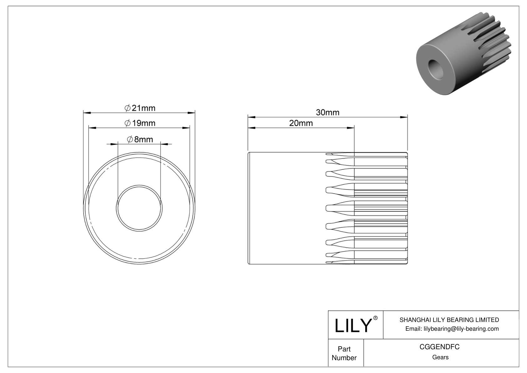 CGGENDFC Engranajes métricos metálicos - Ángulo de presión de 20 cad drawing