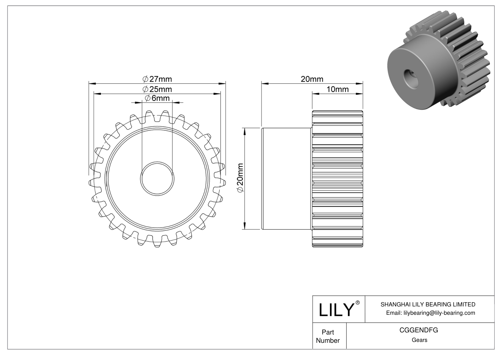 CGGENDFG Engranajes métricos metálicos - Ángulo de presión de 20 cad drawing