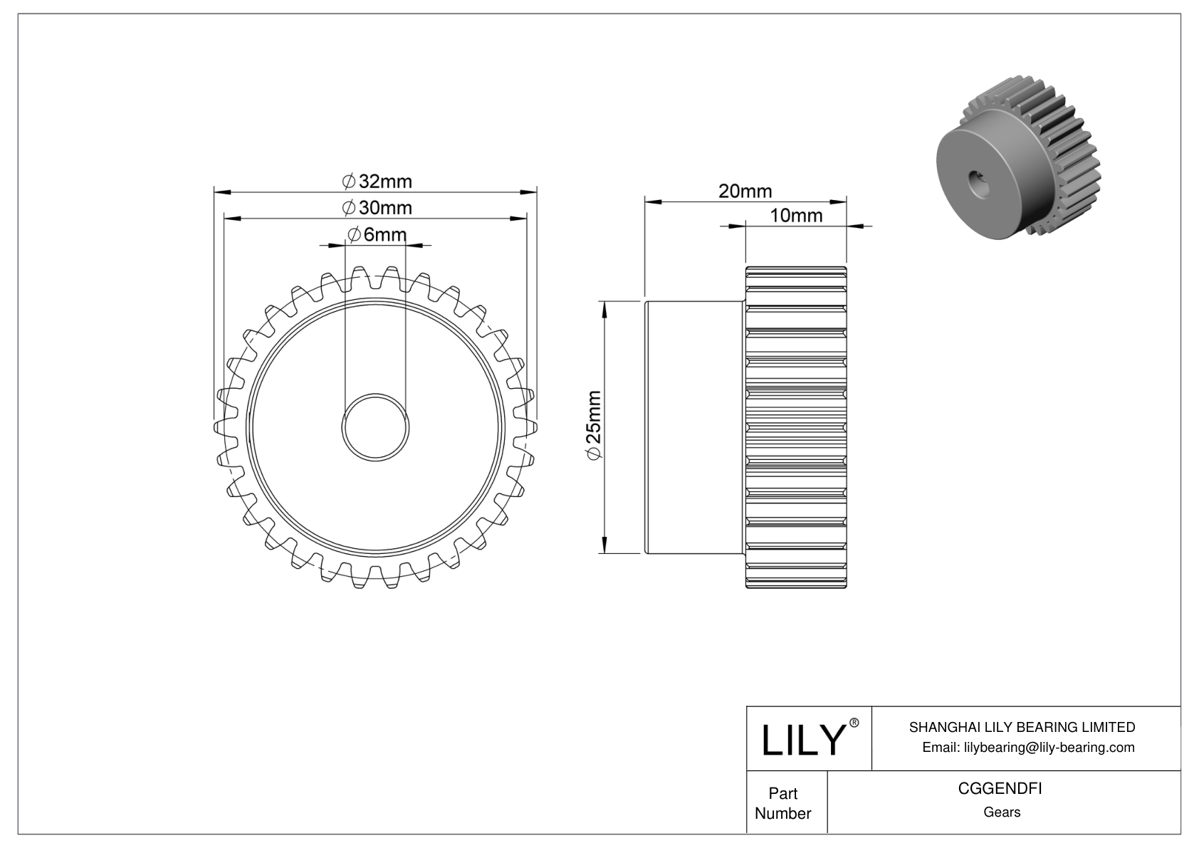 CGGENDFI 金属公制齿轮 - 20° 压力角 cad drawing