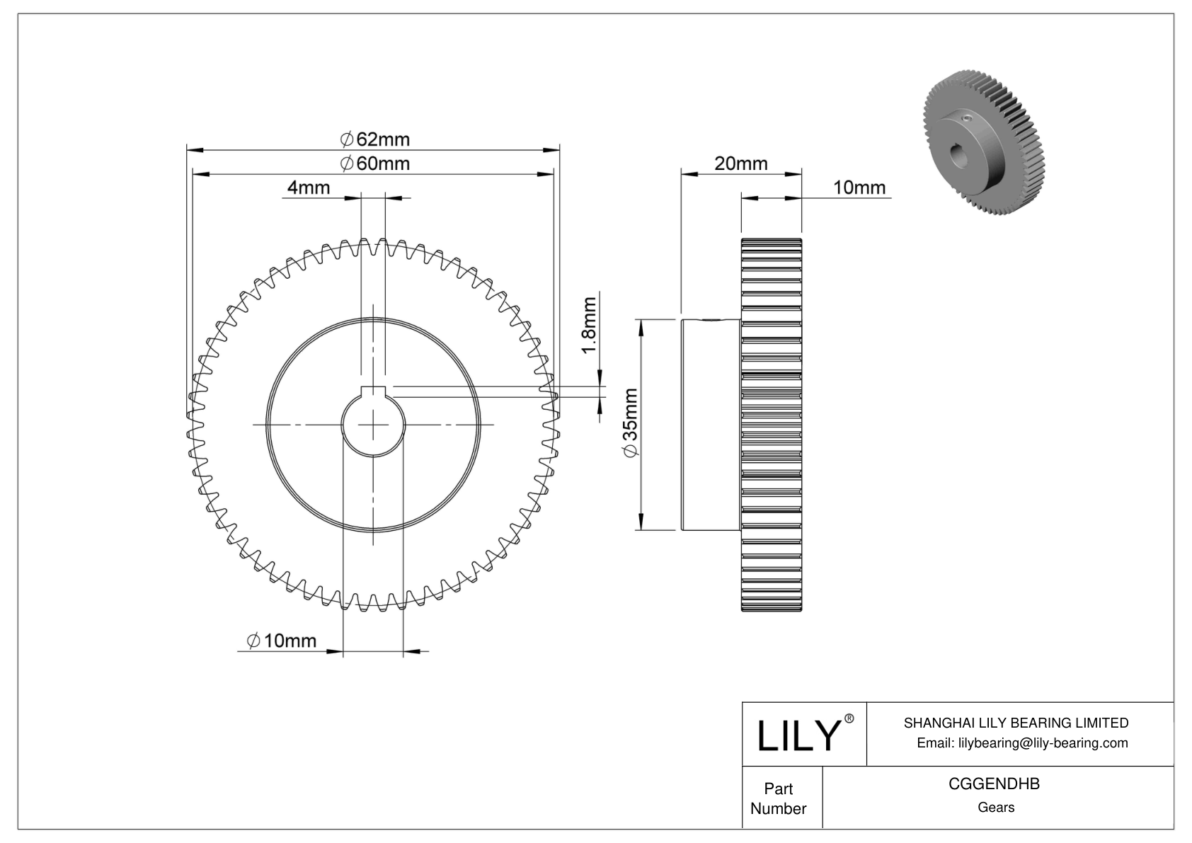 CGGENDHB 金属公制齿轮 - 20° 压力角 cad drawing