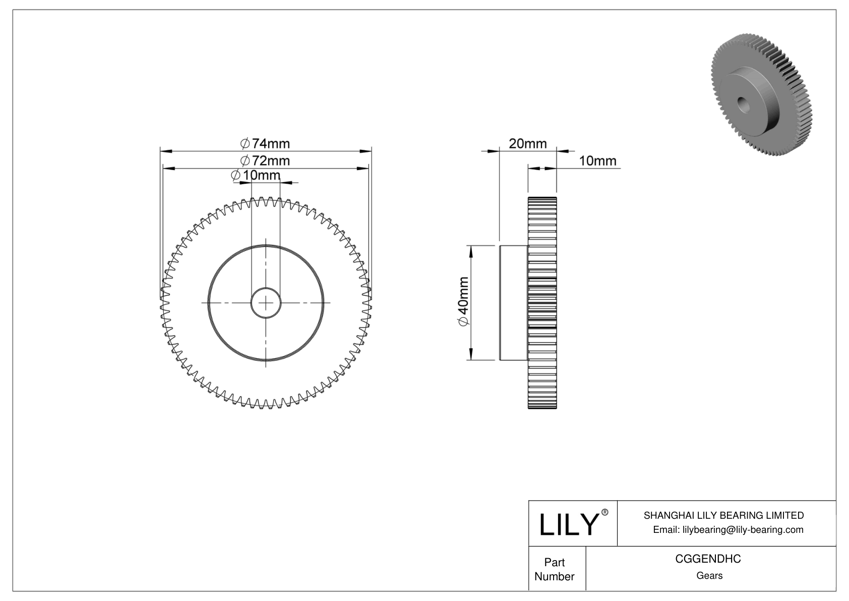 CGGENDHC 金属公制齿轮 - 20° 压力角 cad drawing