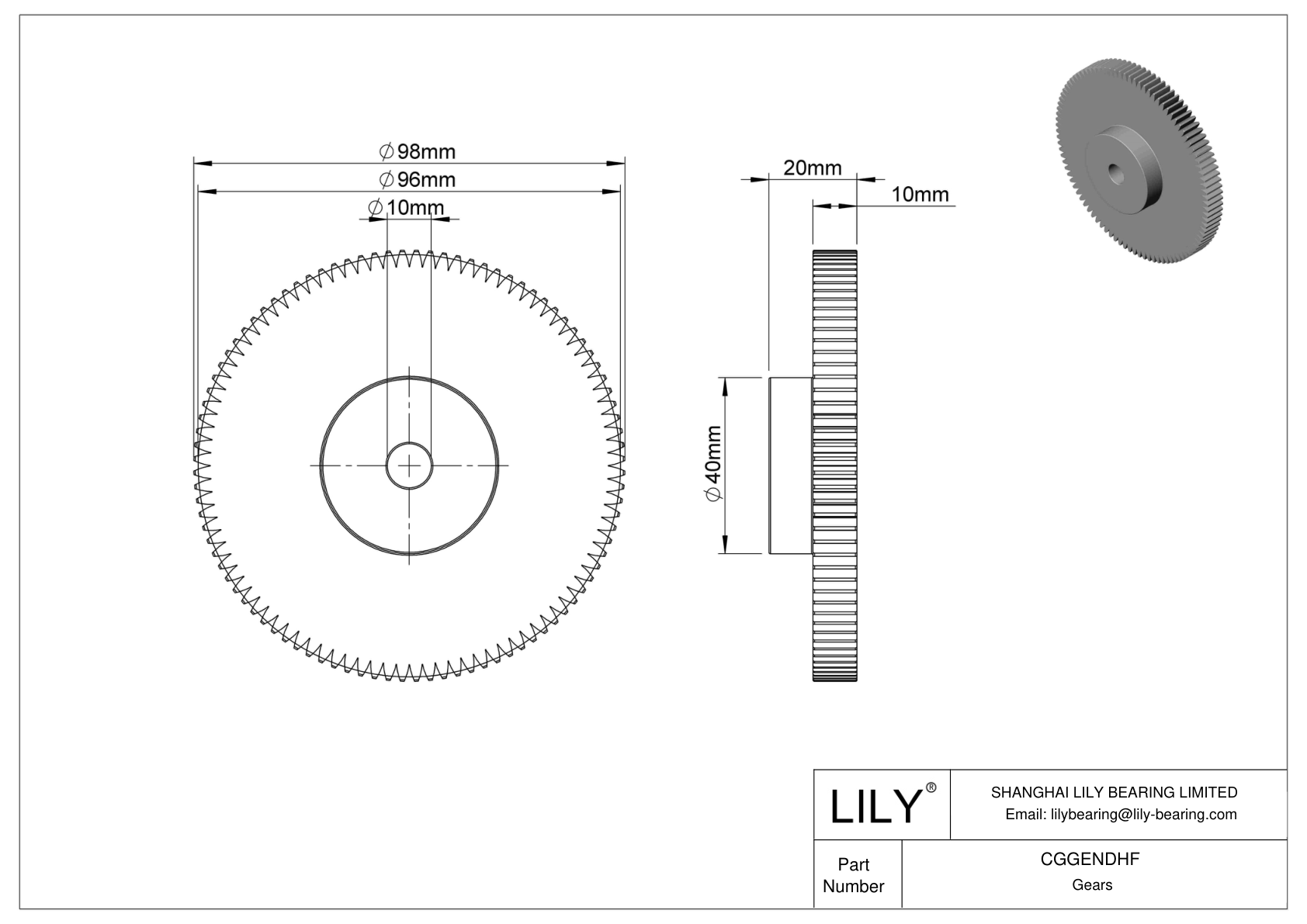 CGGENDHF 金属公制齿轮 - 20° 压力角 cad drawing