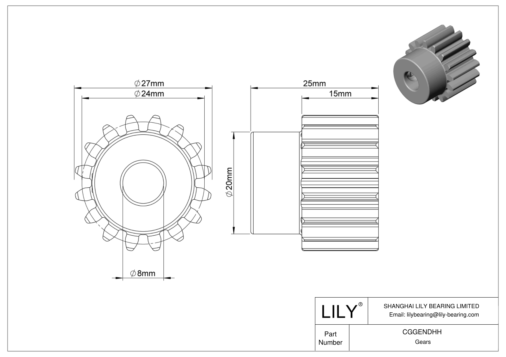 CGGENDHH 金属公制齿轮 - 20° 压力角 cad drawing