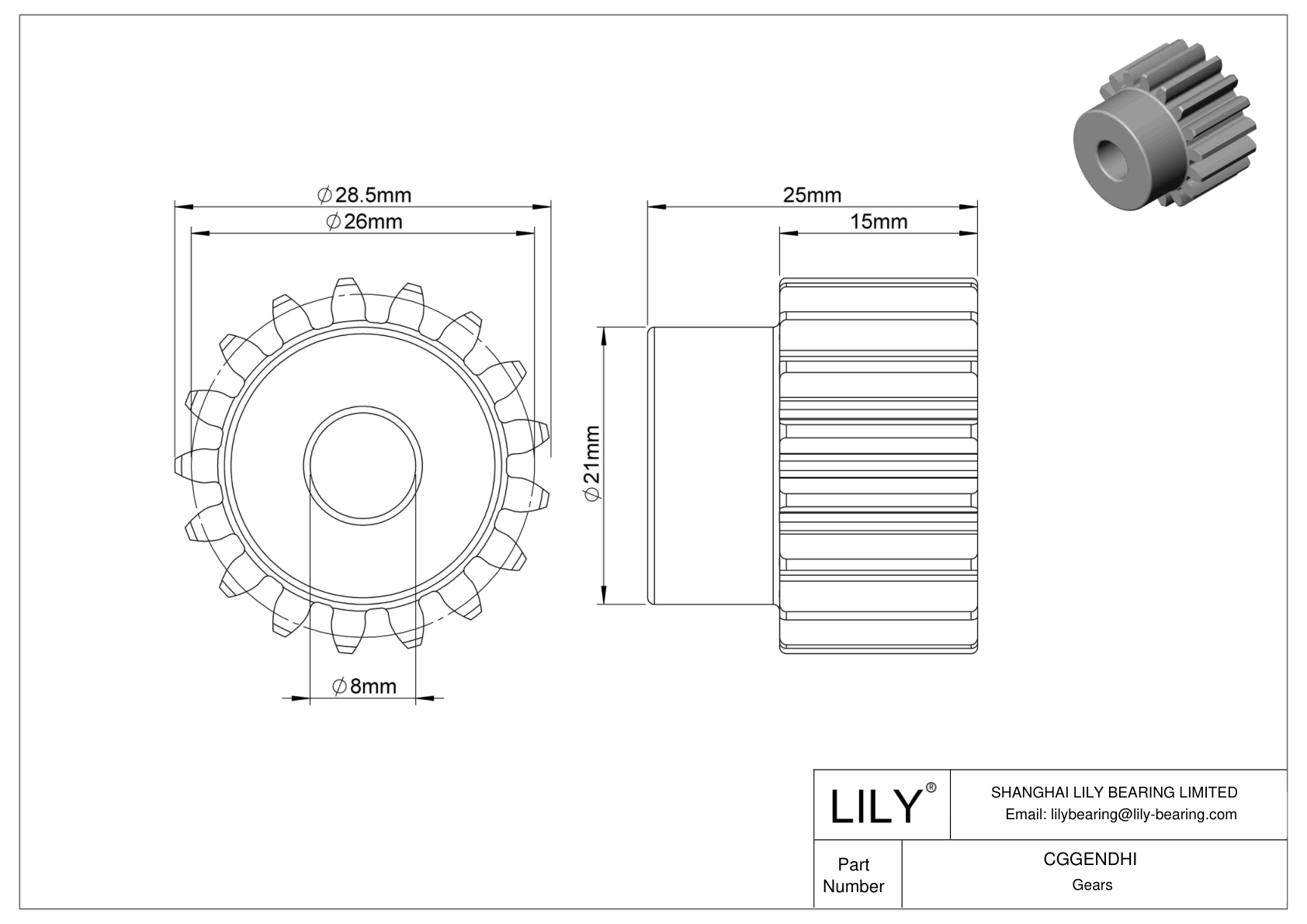 CGGENDHI 金属公制齿轮 - 20° 压力角 cad drawing