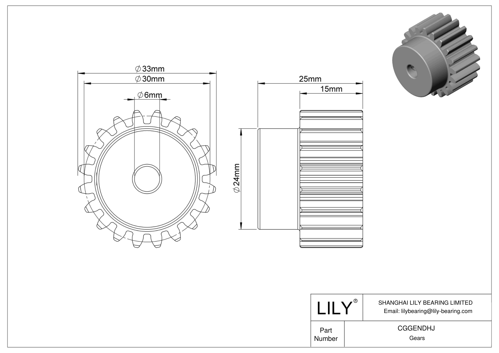 CGGENDHJ Metal Metric Gears - 20° Pressure Angle cad drawing