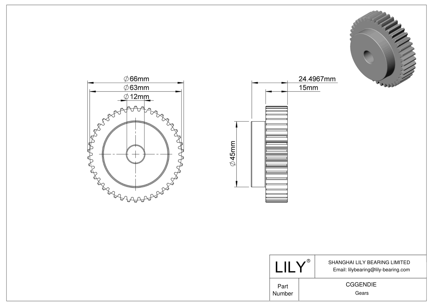 CGGENDIE Metal Metric Gears - 20° Pressure Angle cad drawing