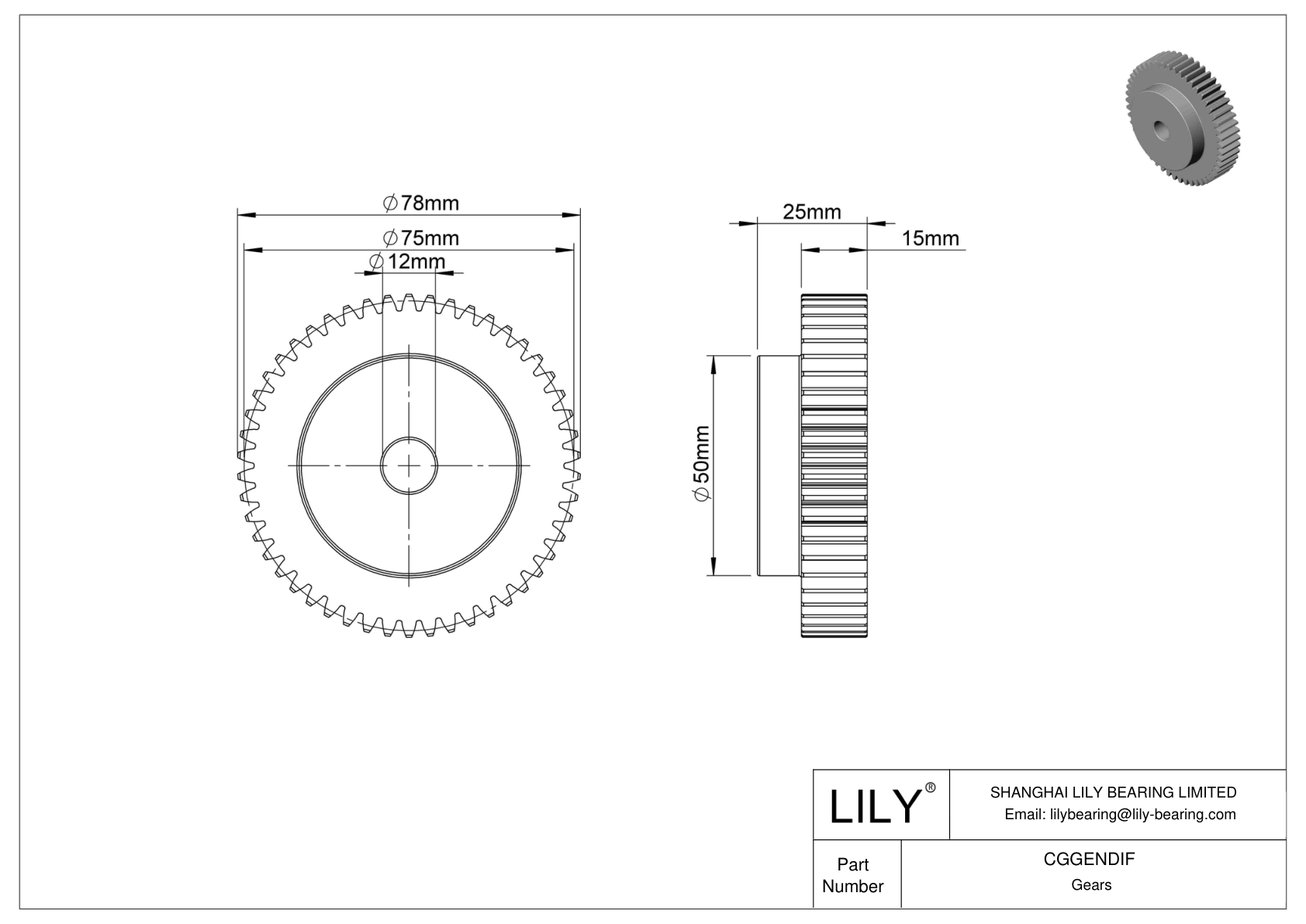 CGGENDIF Engranajes métricos metálicos - Ángulo de presión de 20 cad drawing