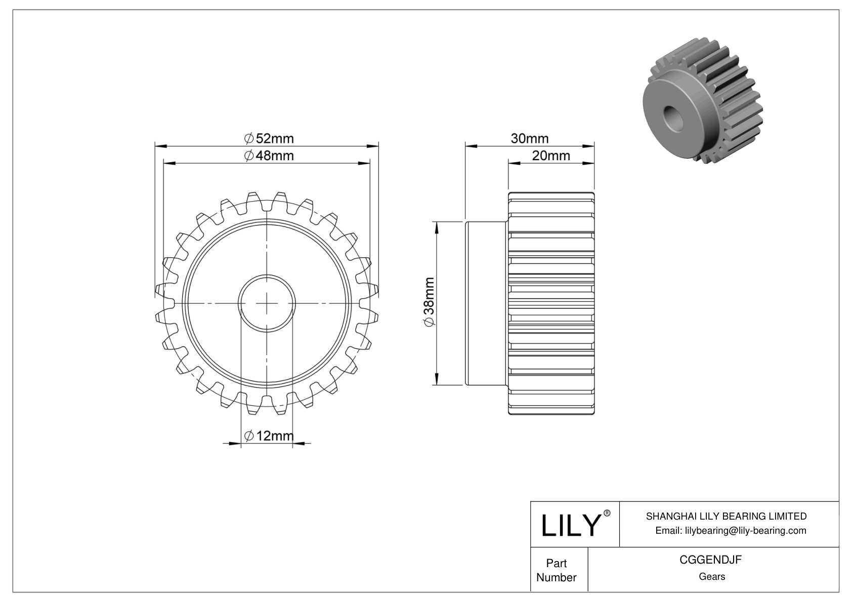 CGGENDJF Engranajes métricos metálicos - Ángulo de presión de 20 cad drawing