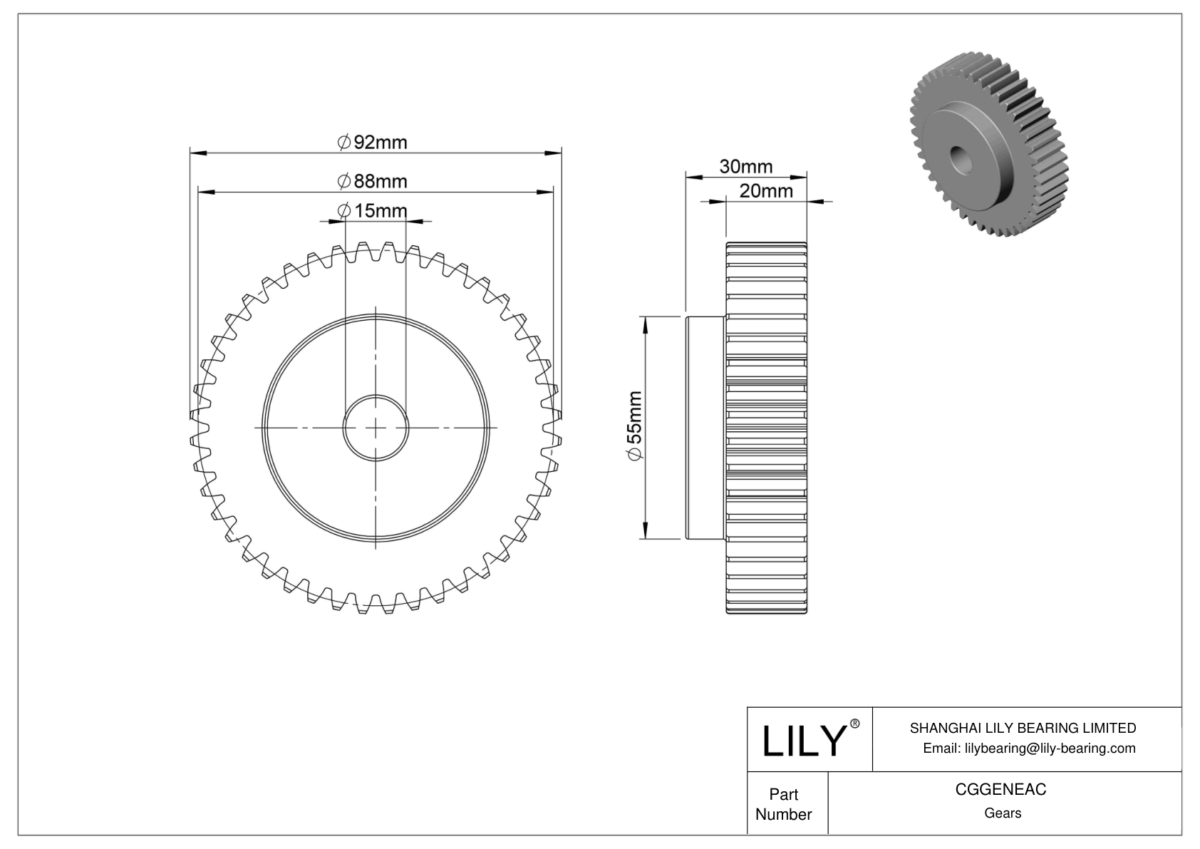 CGGENEAC 金属公制齿轮 - 20° 压力角 cad drawing