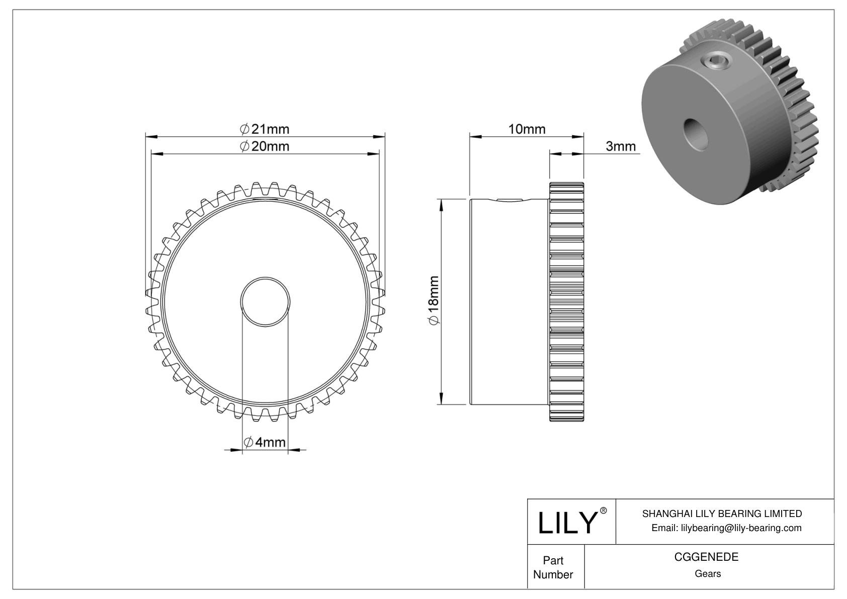 CGGENEDE 金属公制齿轮 - 20° 压力角 cad drawing