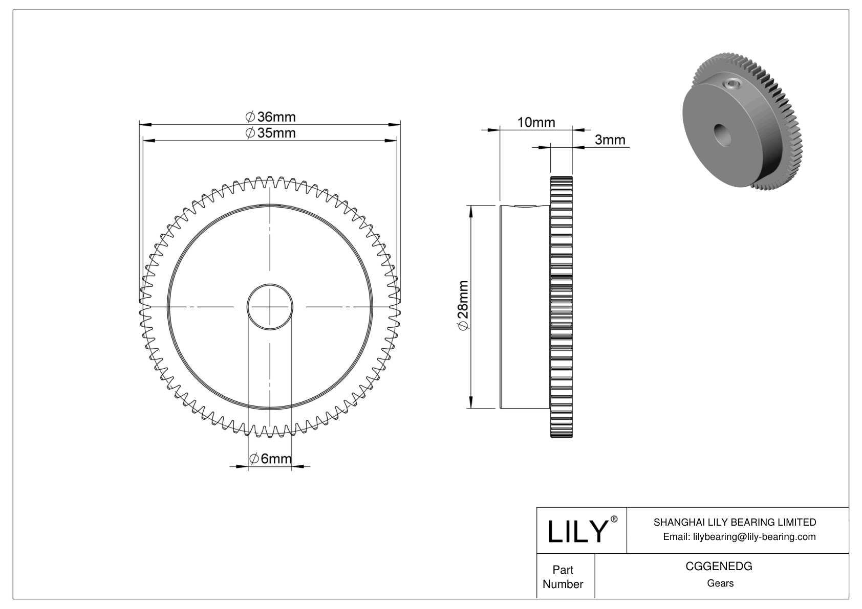 CGGENEDG Metal Metric Gears - 20° Pressure Angle cad drawing