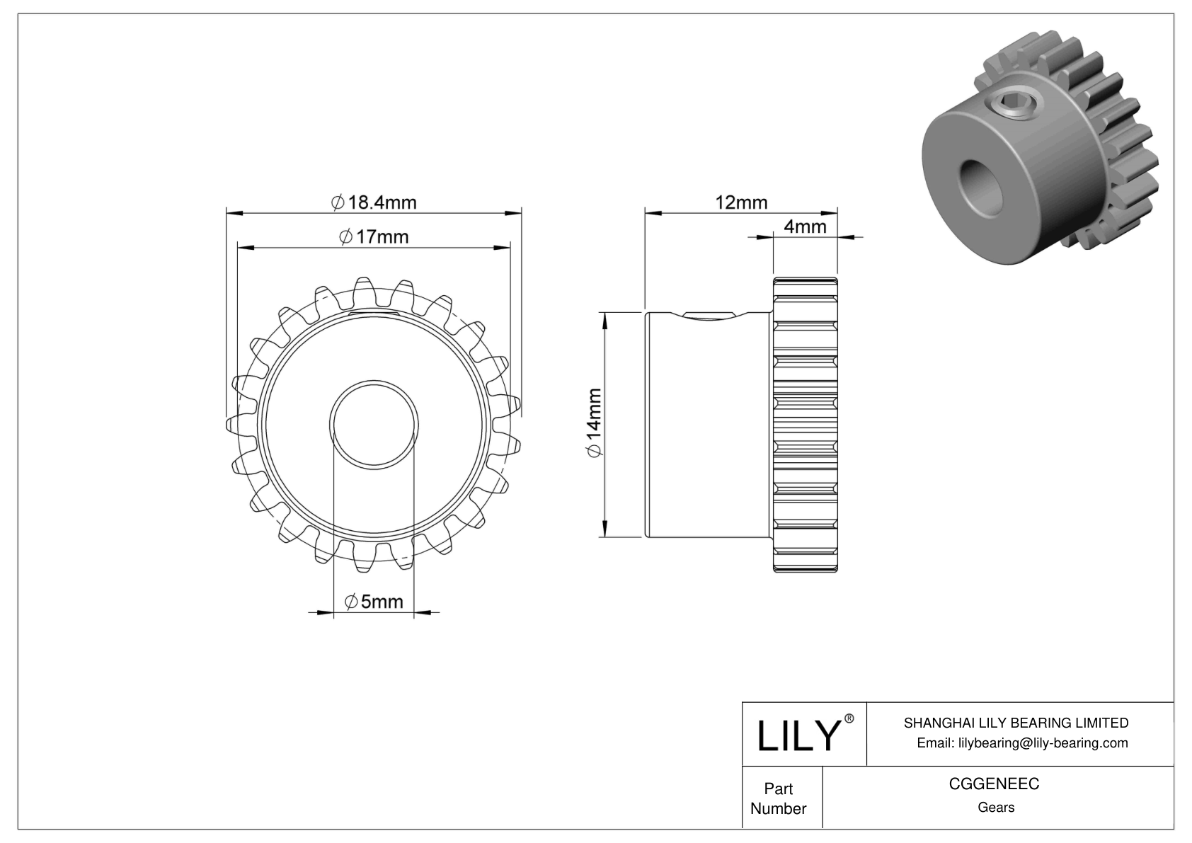 CGGENEEC 金属公制齿轮 - 20° 压力角 cad drawing