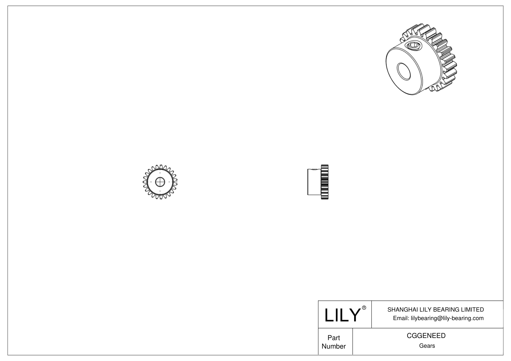 CGGENEED 金属公制齿轮 - 20° 压力角 cad drawing