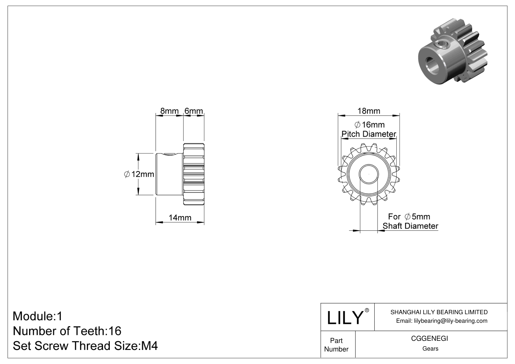 CGGENEGI Metal Metric Gears - 20° Pressure Angle cad drawing