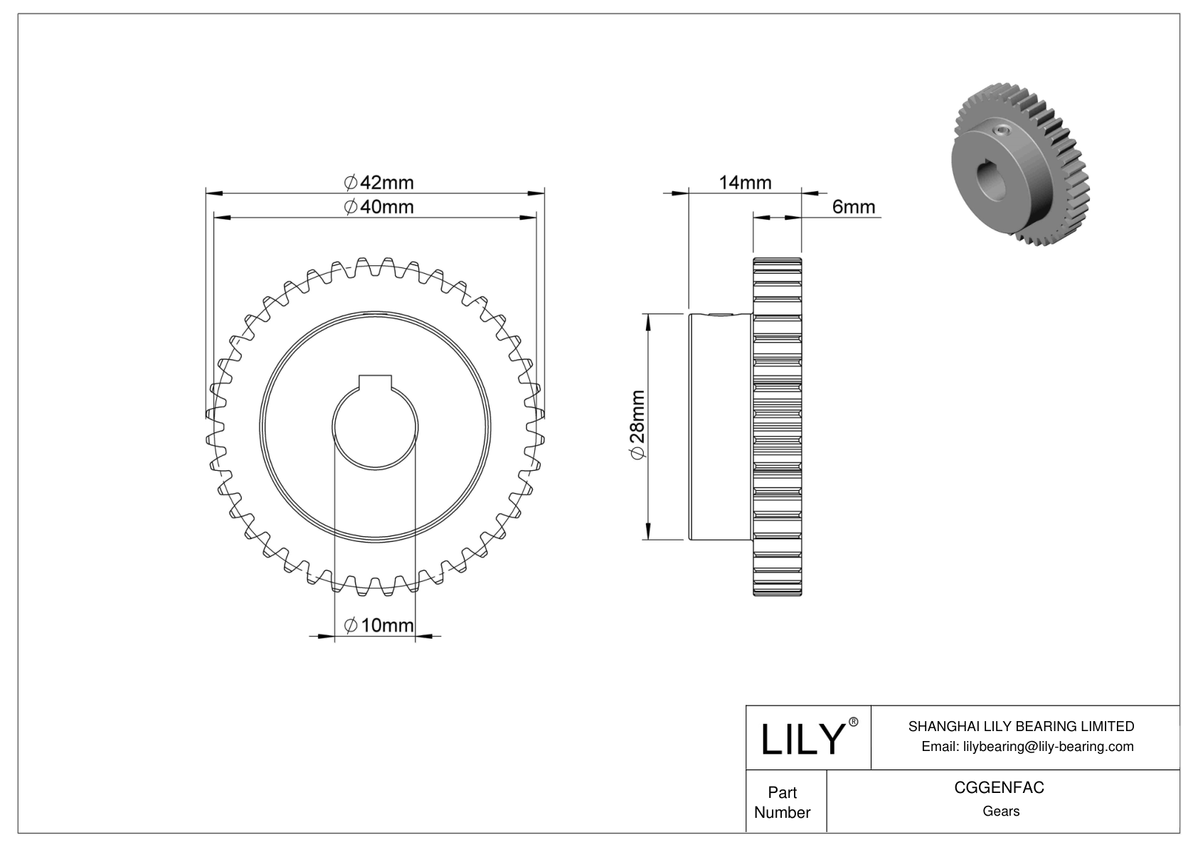 CGGENFAC 金属公制齿轮 - 20° 压力角 cad drawing