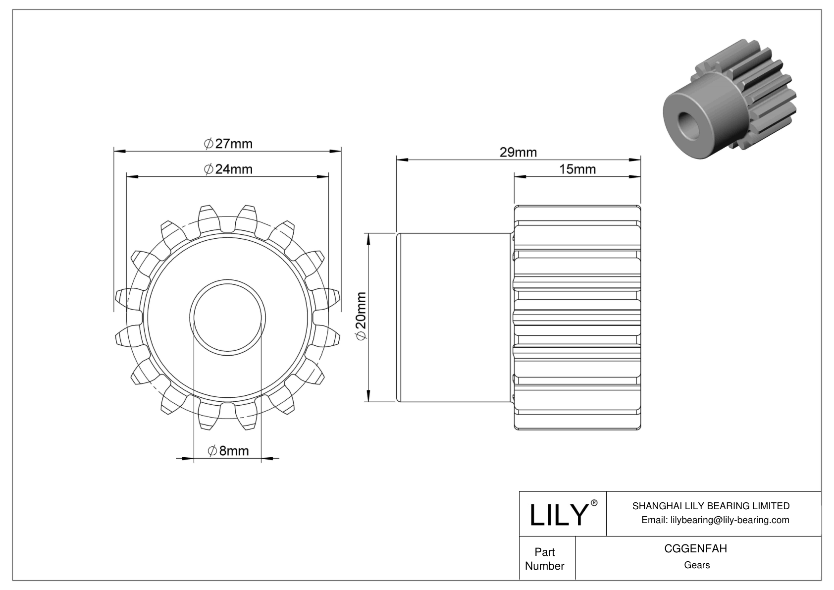 CGGENFAH Engranajes métricos metálicos - Ángulo de presión de 20 cad drawing