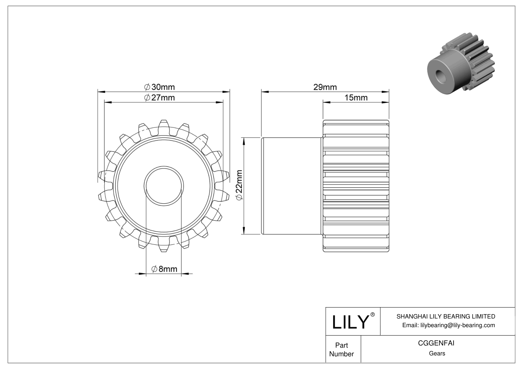 CGGENFAI Engranajes métricos metálicos - Ángulo de presión de 20 cad drawing