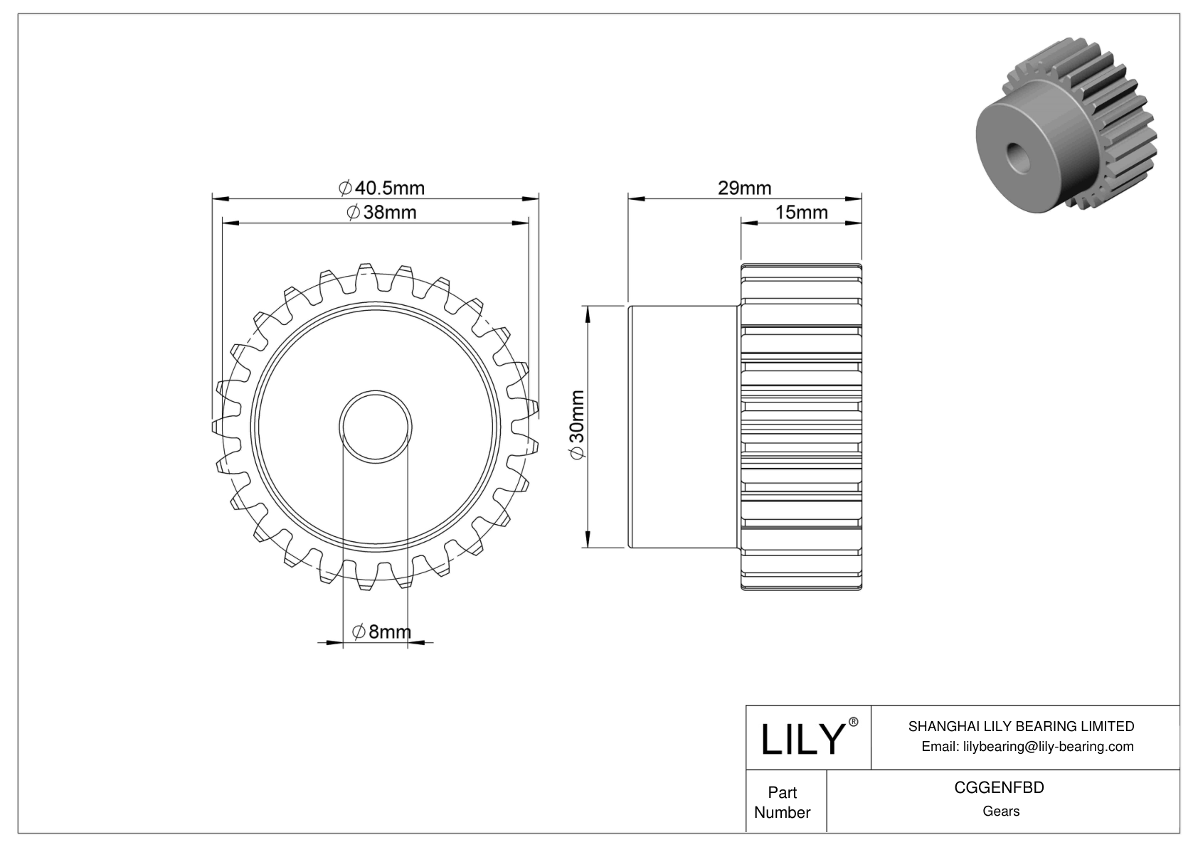 CGGENFBD Engranajes métricos metálicos - Ángulo de presión de 20 cad drawing