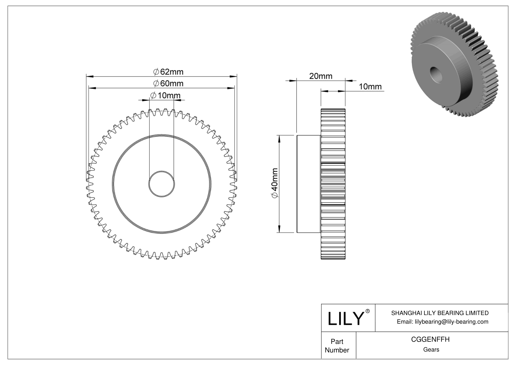 CGGENFFH Engranajes métricos metálicos - Ángulo de presión de 20 cad drawing