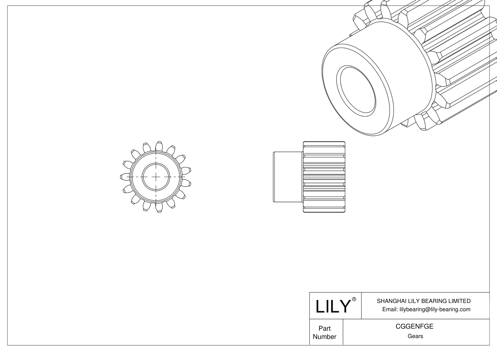 CGGENFGE Metal Metric Gears - 20° Pressure Angle cad drawing