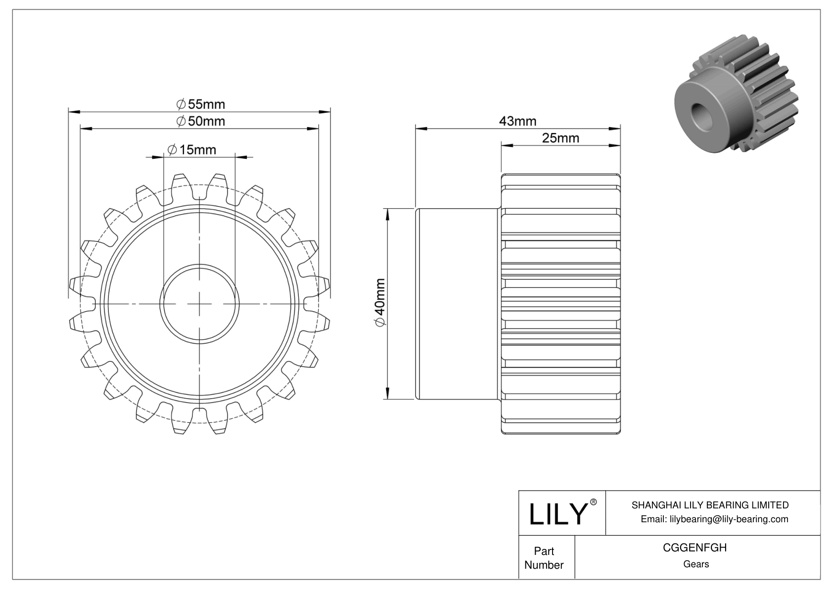 CGGENFGH Engranajes métricos metálicos - Ángulo de presión de 20 cad drawing