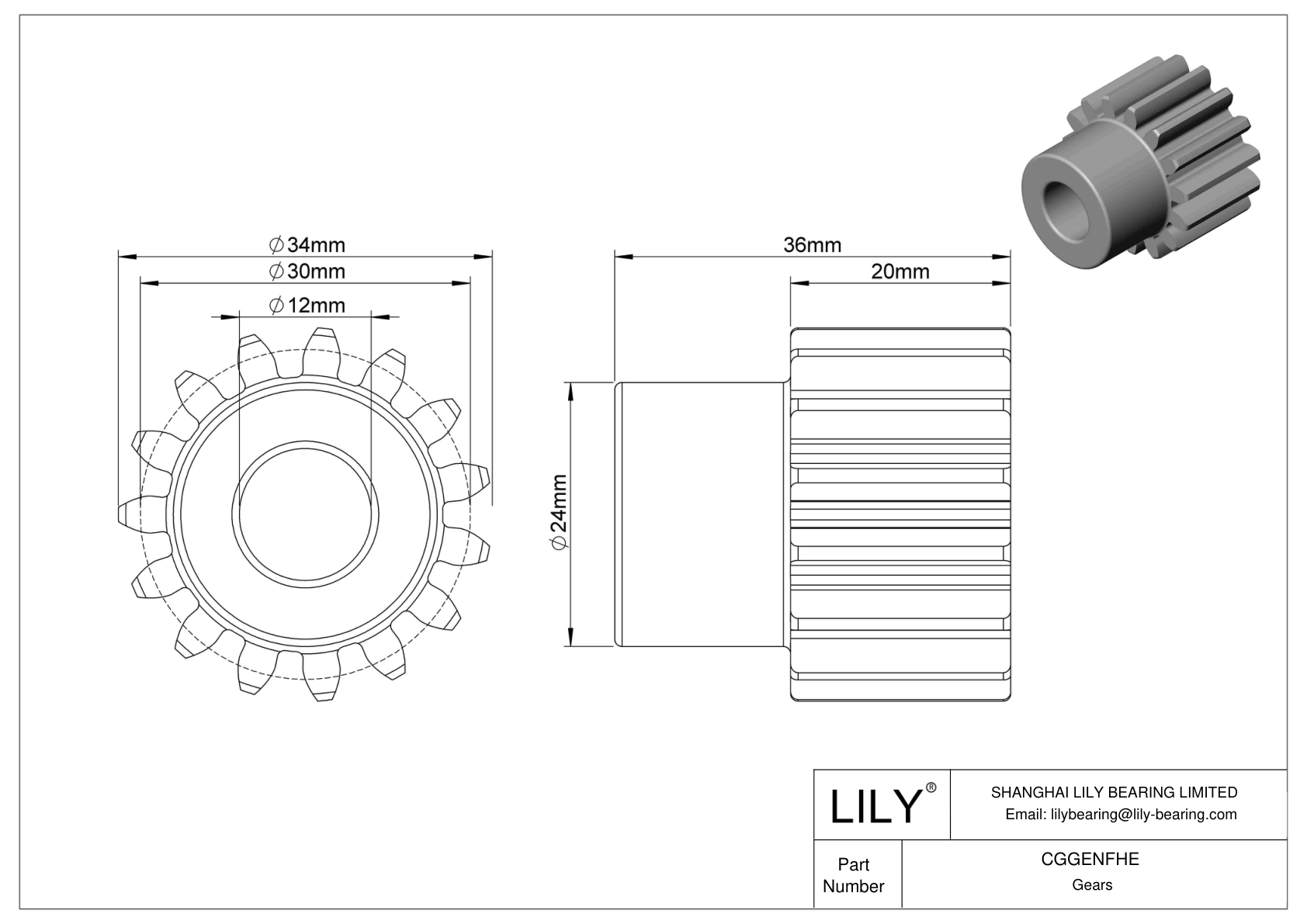 CGGENFHE Engranajes métricos metálicos - Ángulo de presión de 20 cad drawing