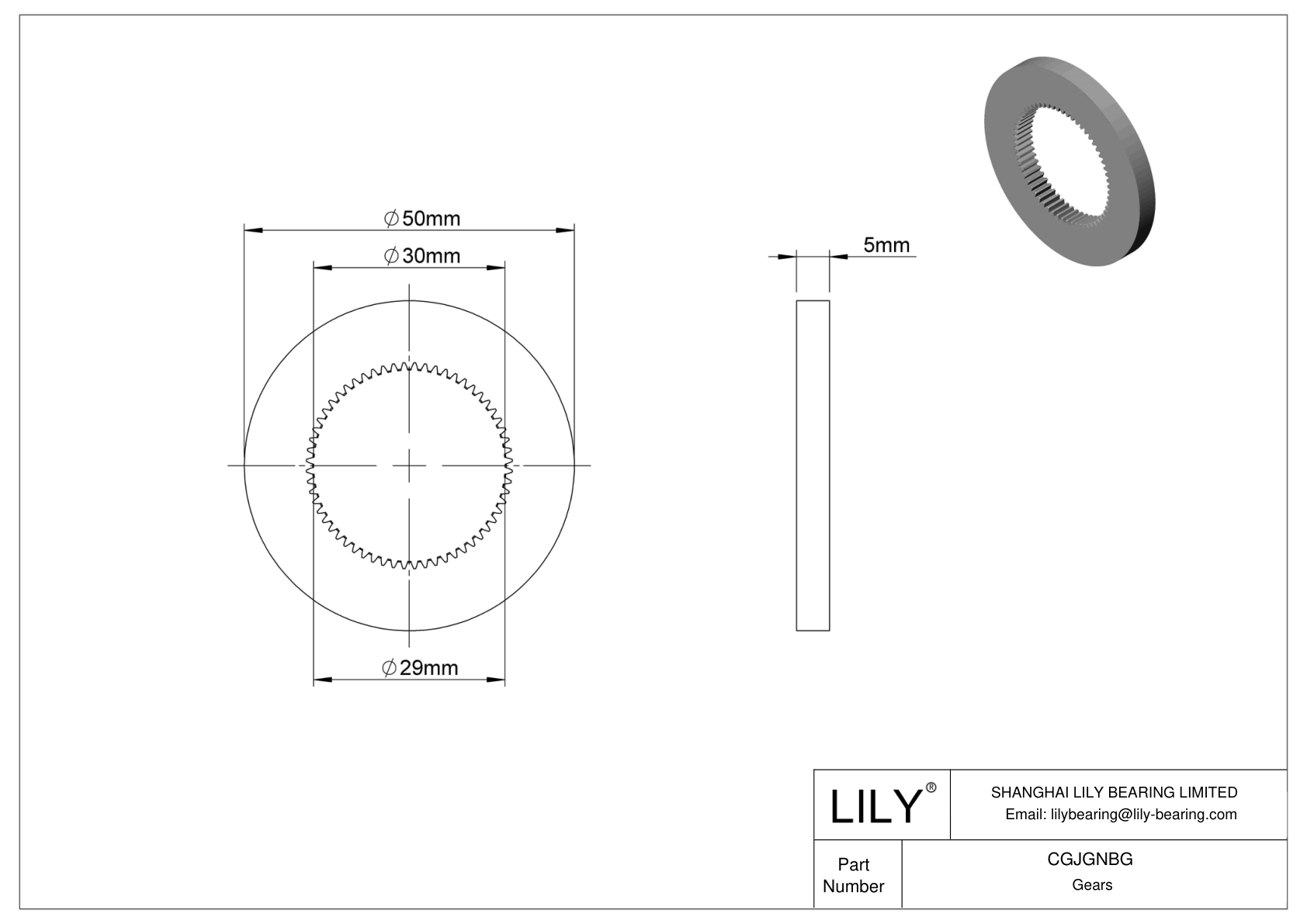 CGJGNBG Metal Metric Internal Gears - 20° Pressure Angle cad drawing