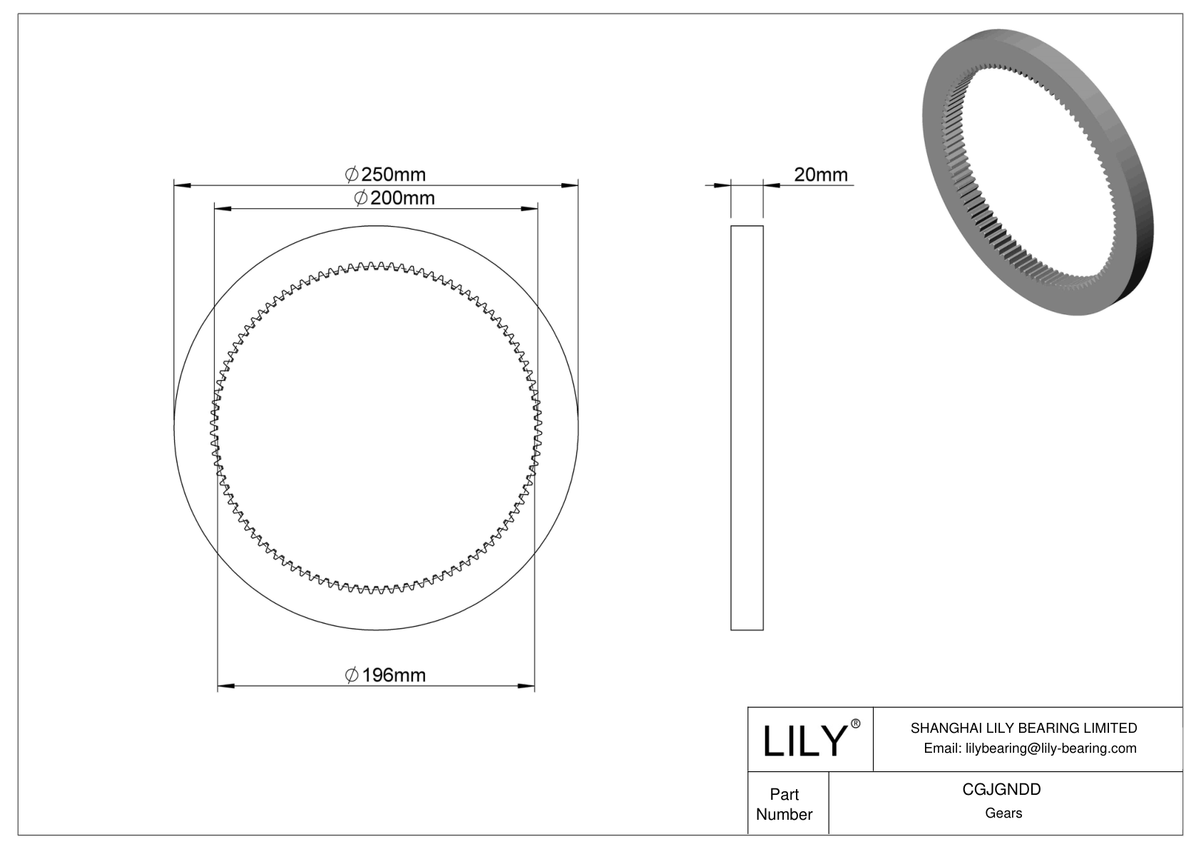 CGJGNDD Metal Metric Internal Gears - 20° Pressure Angle cad drawing