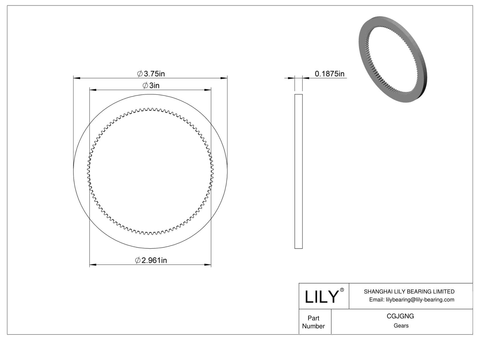 CGJGNG Engranajes internos de metal en pulgadas - Ángulo de presión de 20 cad drawing