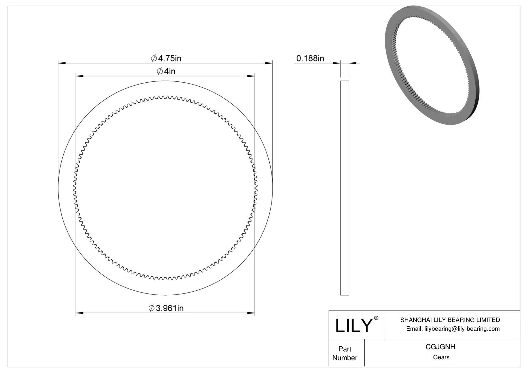 CGJGNH Engranajes internos de metal en pulgadas - Ángulo de presión de 20 cad drawing